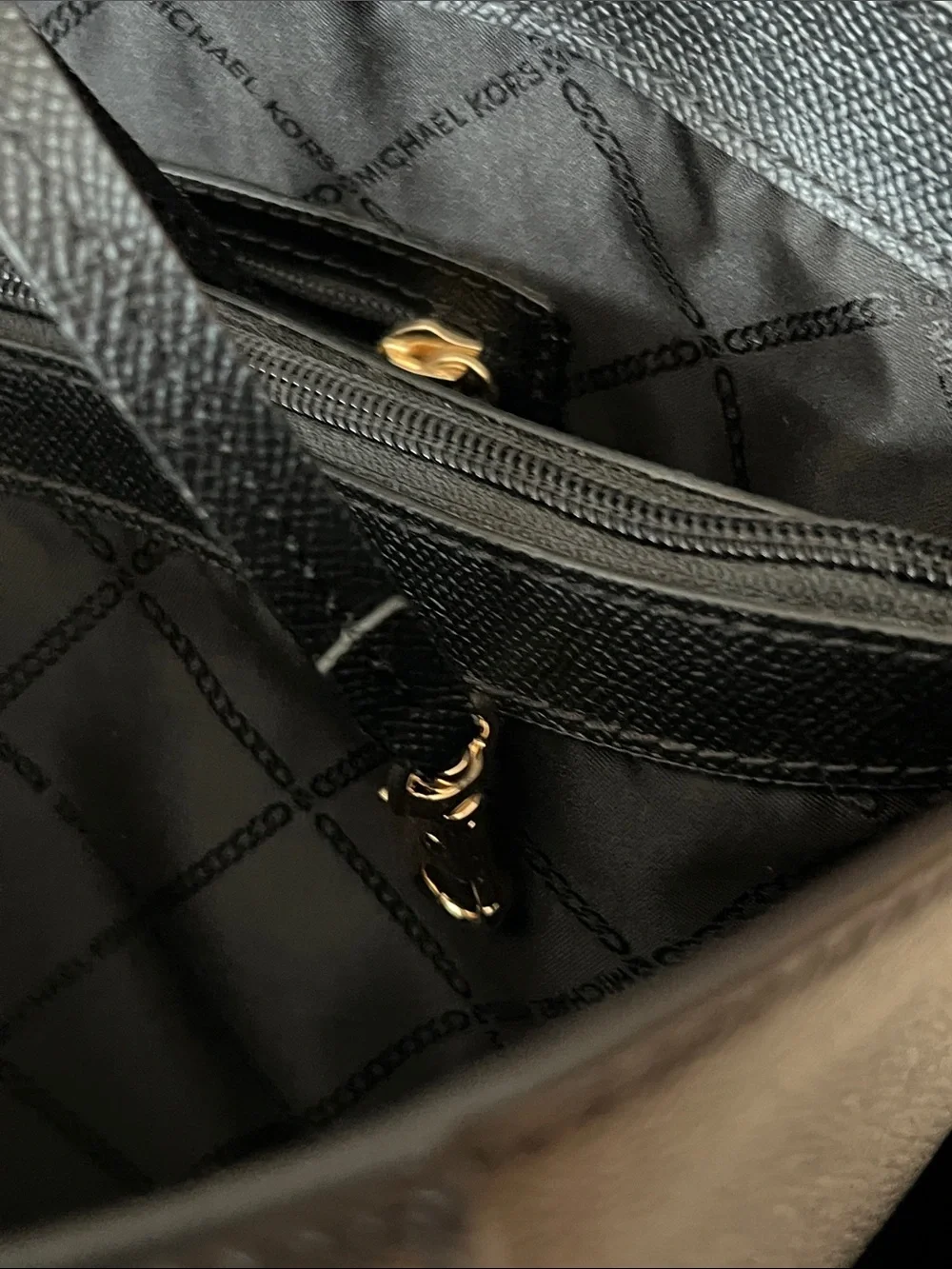 Michael Kors Black Saffiano Shoulder Tote with Gold Hardware